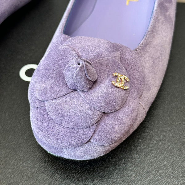 CC Ballet Flats Light Purple With Camellia Light Purple Suede