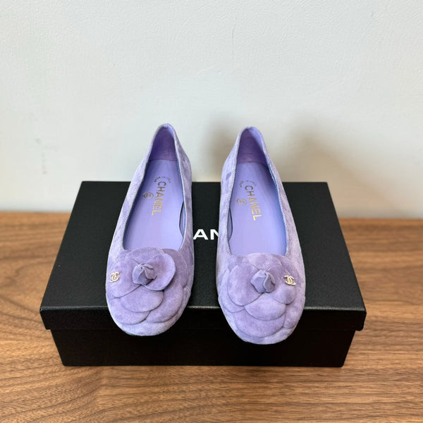 CC Ballet Flats Light Purple With Camellia Light Purple Suede
