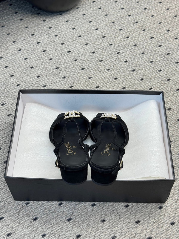 CC 25 Marry Jane Sandals Black Suede 329775