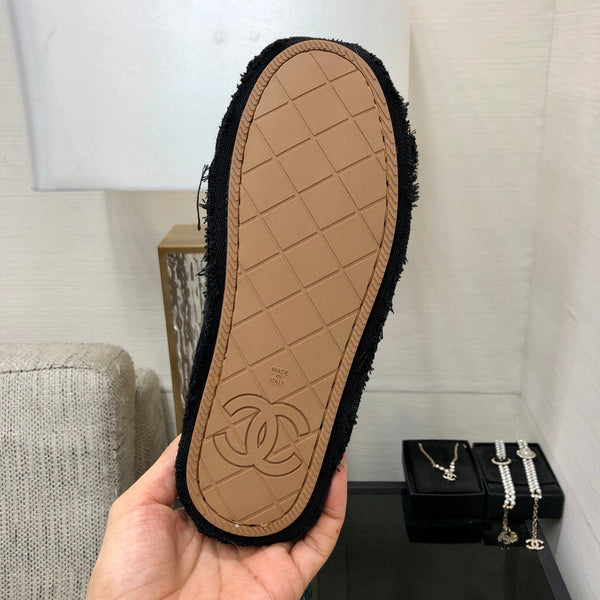 CC Sneaker Black Fringe Denim Fabric