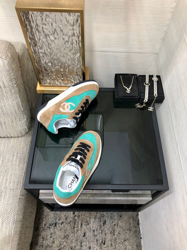 CC Sneaker In Turquoise Mix Brown Suede
