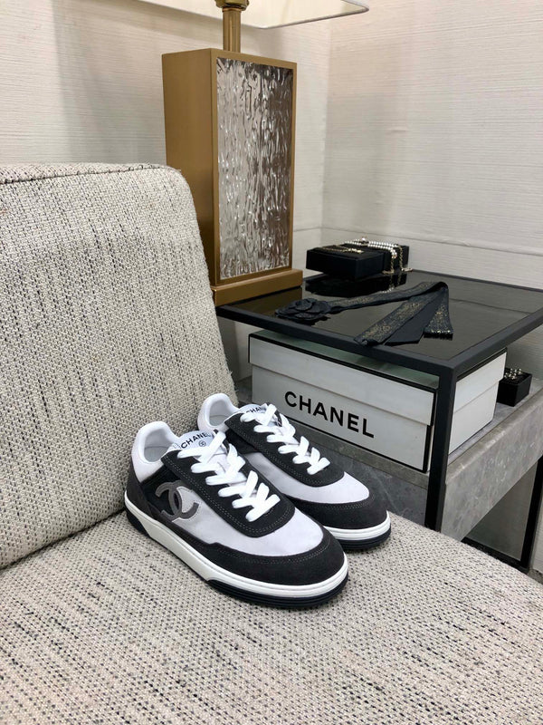 CC Sneaker In Black Mix White Suede