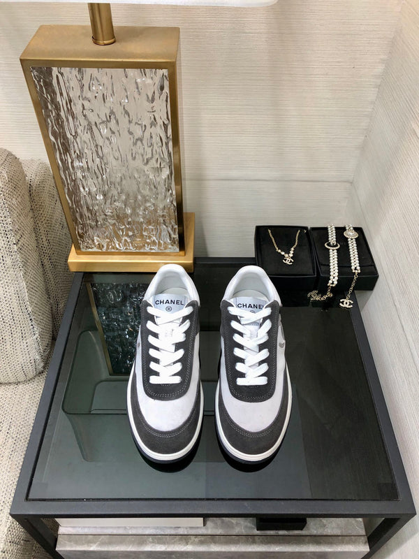 CC Sneaker In Black Mix White Suede