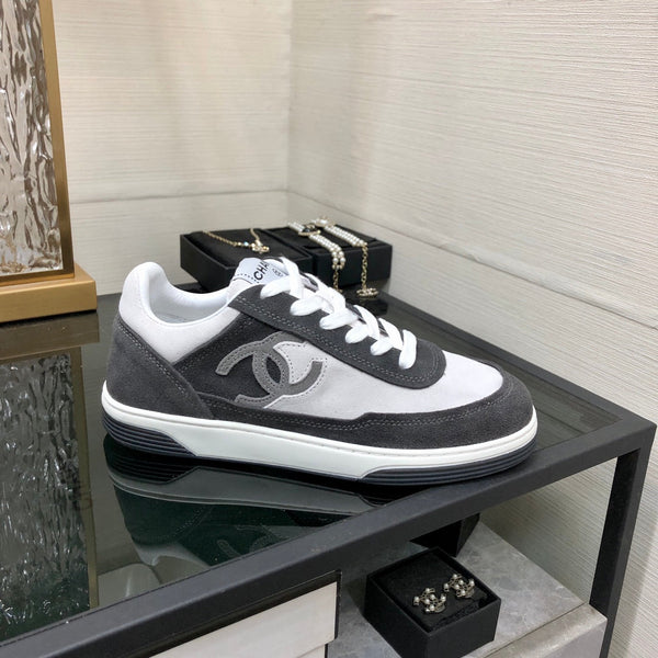 CC Sneaker In Black Mix White Suede