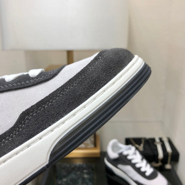 CC Sneaker In Black Mix White Suede