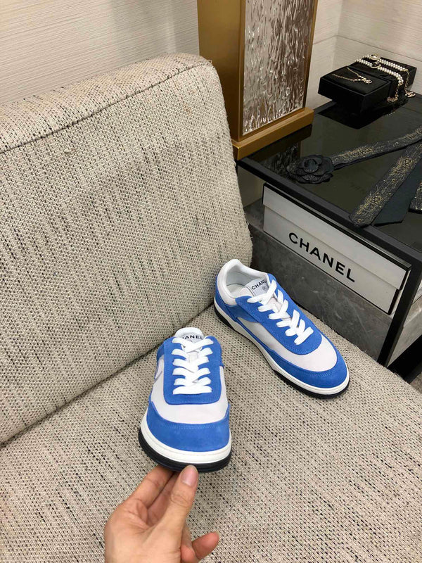 CC Sneaker In Blue Mix White Suede