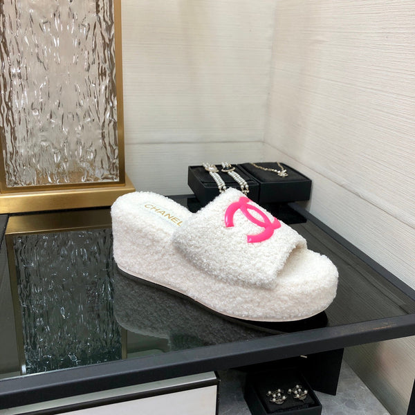 CC Wedge Sandal White Wool