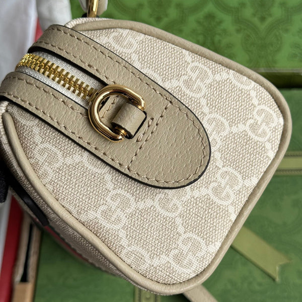 Gucci Ophidia 16.5 Bag Beige Canvas Leather 240093