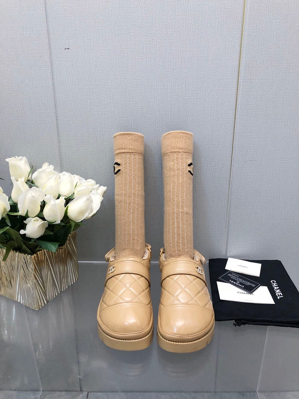 PANTOFOLE CON PLATEAU IN PELLE DI AGNELLO BEIGE CREMA