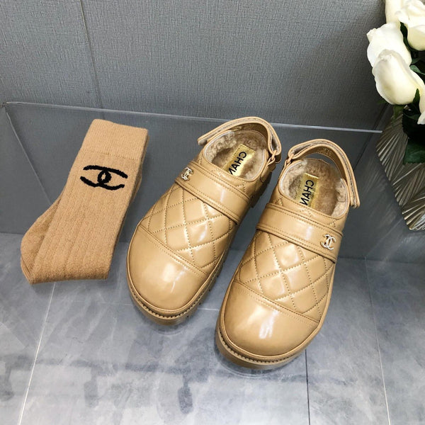 PANTOFOLE CON PLATEAU IN PELLE DI AGNELLO BEIGE CREMA