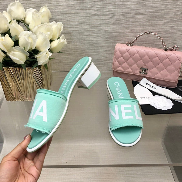 CC 25C Mid Heel Mule Turquoise Fabric Material 212957