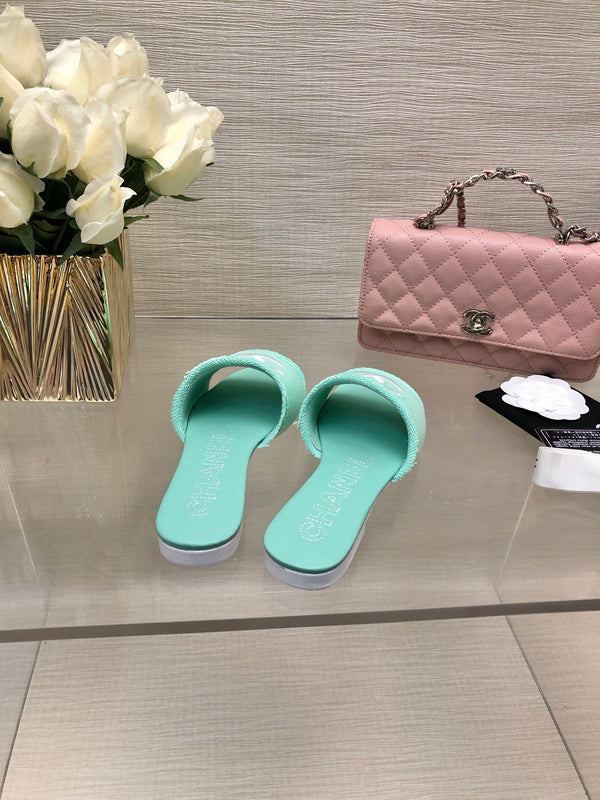 CC 25C Slippers Turquoise Fabric Material 212963