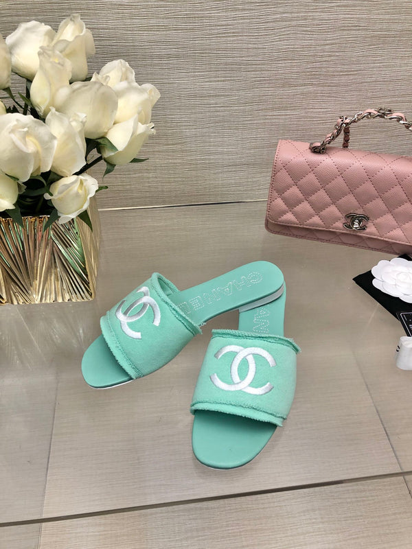 CC 25C Slippers Turquoise Fabric Material 212963
