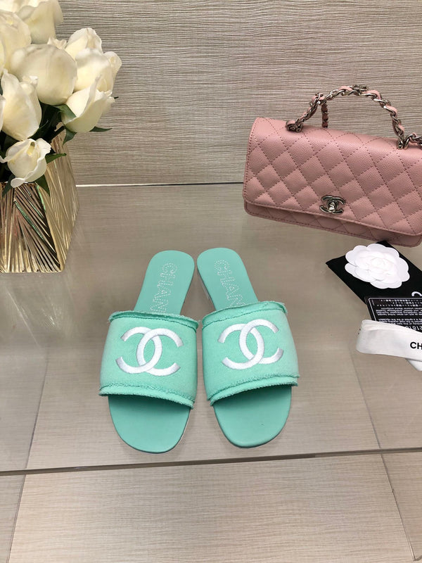 CC 25C Slippers Turquoise Fabric Material 212963