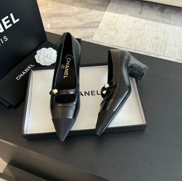 Double C WOMEN'S SHOES SPIRIT TOE Black Lambskin