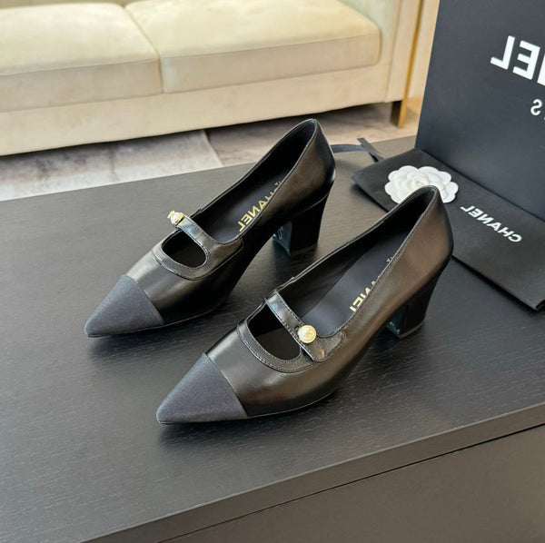 Double C WOMEN'S SHOES SPIRIT TOE Black Lambskin