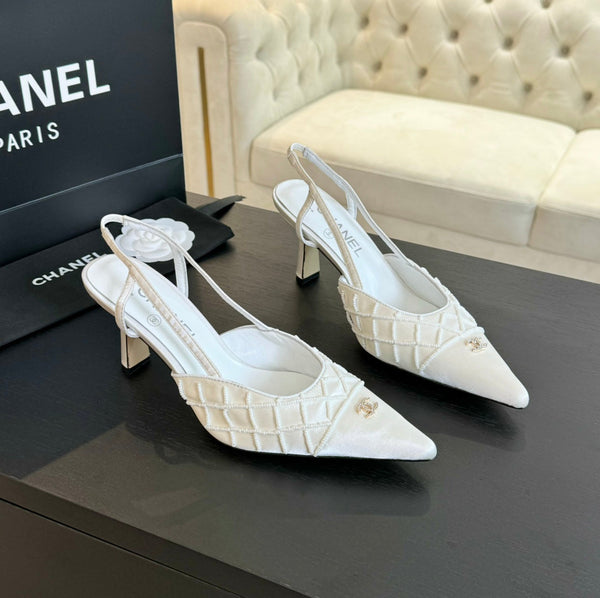 cc slingbacks 65 in pelle di agnello satinata bianca