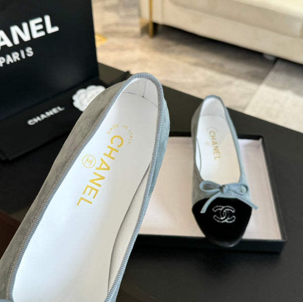 ballerina blu nuvola in camoscio e tela nera