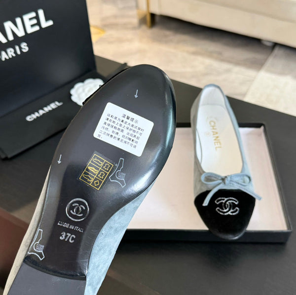 ballerina blu nuvola in camoscio e tela nera