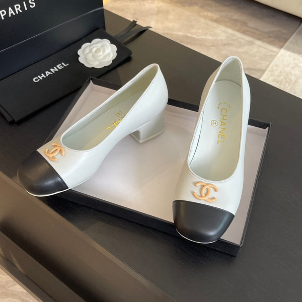 cc pump 50 white black calfskin