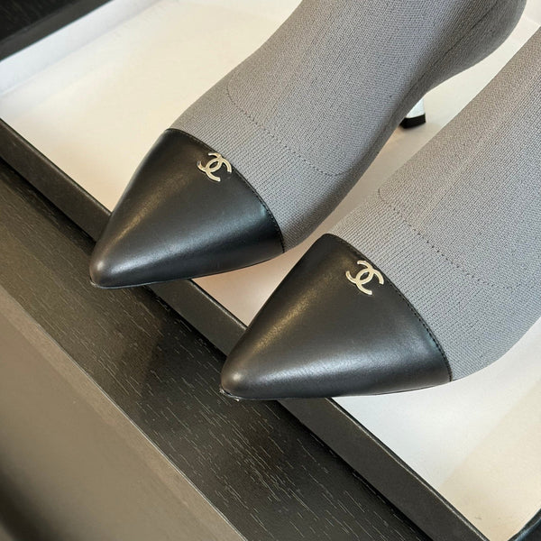 CC Ankle Boots Grey Wool And Lambskin