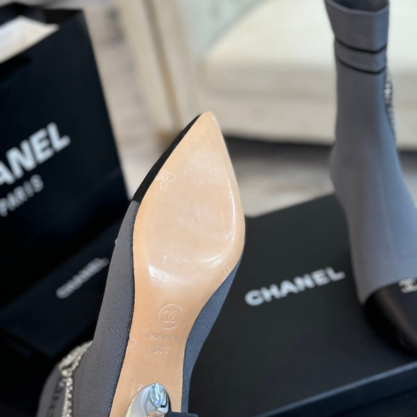 CC Ankle Boots Grey Wool And Lambskin