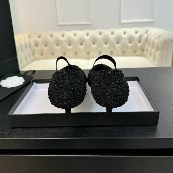 mary jane 35 pointed toe black tweed black grosgrain