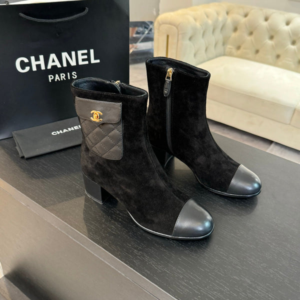 CC Ankle Boots 50mm Black Suede And Lambskin