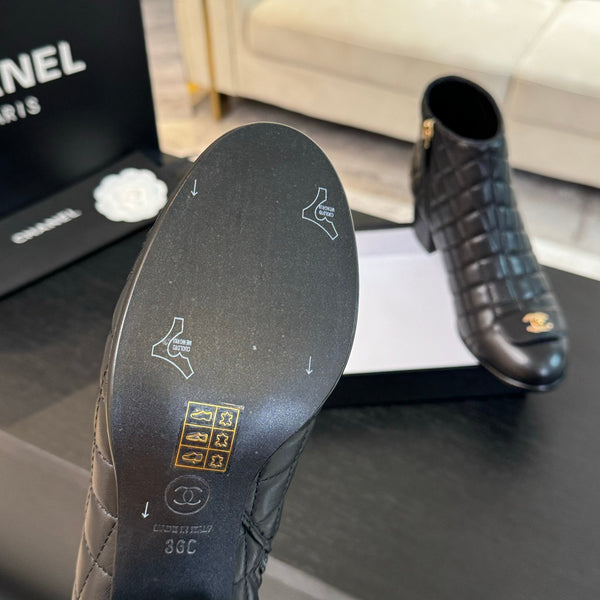 CC Ankle Boots 50mm Black Quilted Lambskin