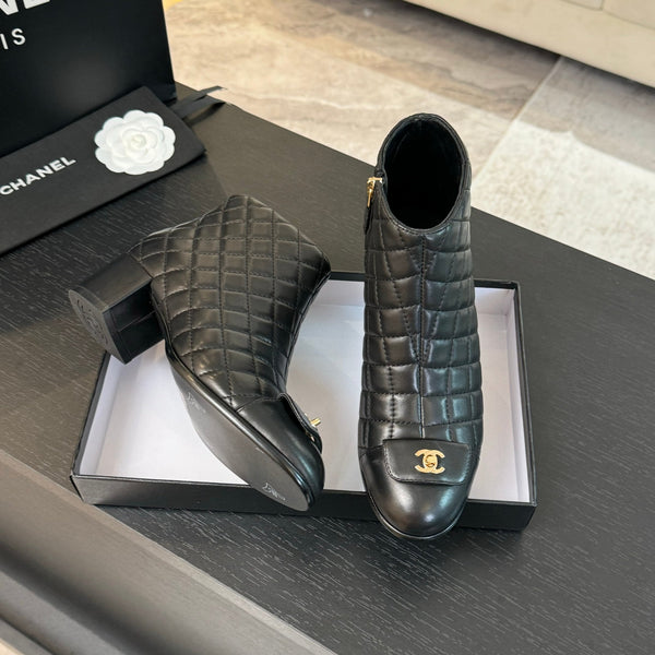 CC Ankle Boots 50mm Black Quilted Lambskin