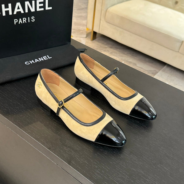 CC Mary Jane Black Beige Suede