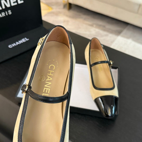 CC Mary Jane Black Beige Suede