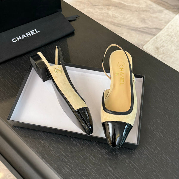 CC Slingback Black Beige Suede