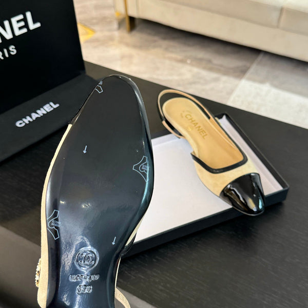 CC Slingback Black Beige Suede