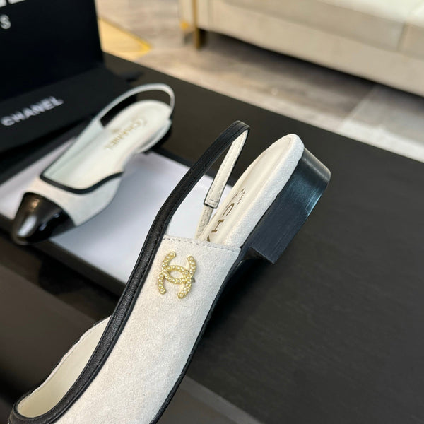 CC Slingback Bianco Nero Scamosciato