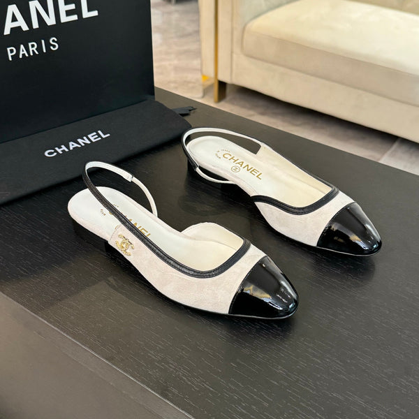CC Slingback Bianco Nero Scamosciato