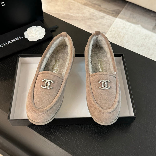 CC Moccasins Grey Suede And Wool