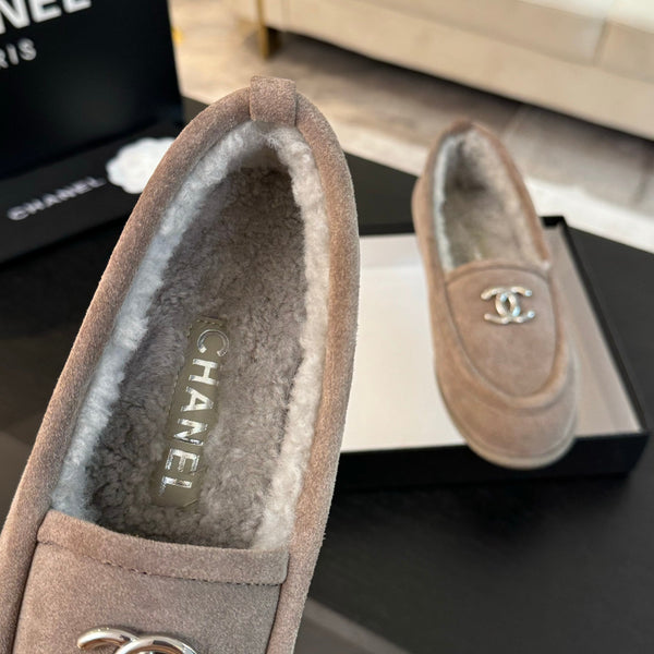 CC Moccasins Grey Suede And Wool