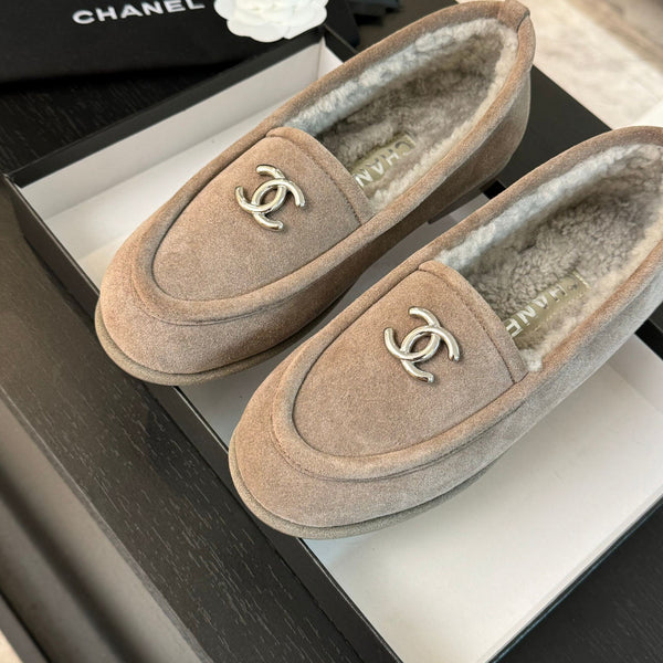 CC Moccasins Grey Suede And Wool