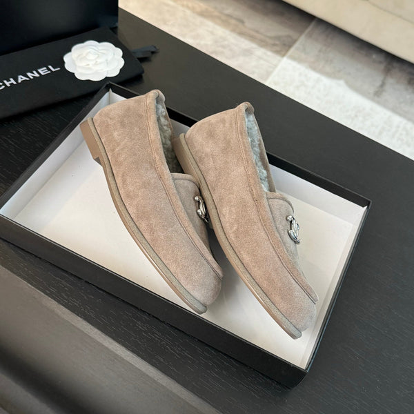 CC Moccasins Grey Suede And Wool