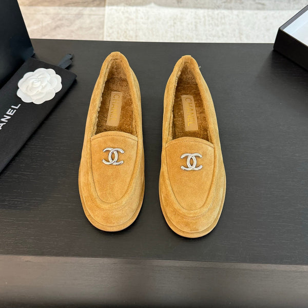 CC Moccasins Yellow Suede And Wool