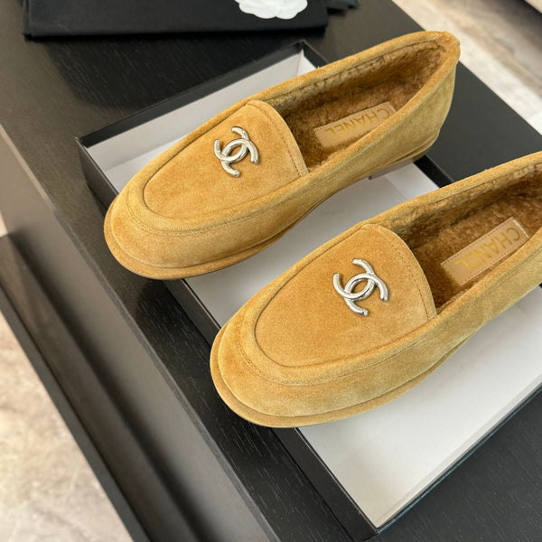 CC Moccasins Yellow Suede And Wool