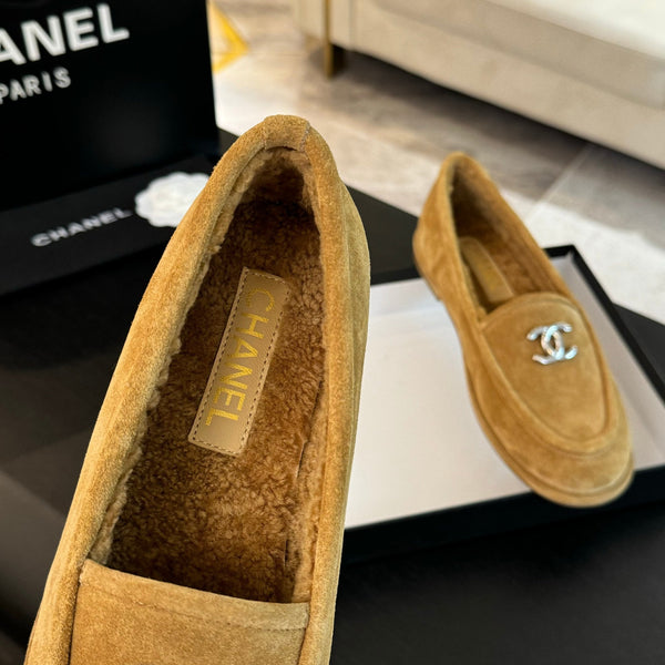 CC Moccasins Yellow Suede And Wool