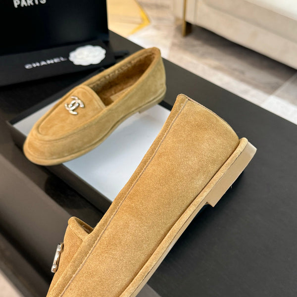 CC Moccasins Yellow Suede And Wool