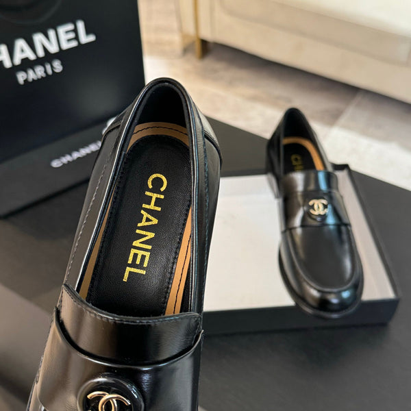 CC Moccasins Glossy Black Cowhide