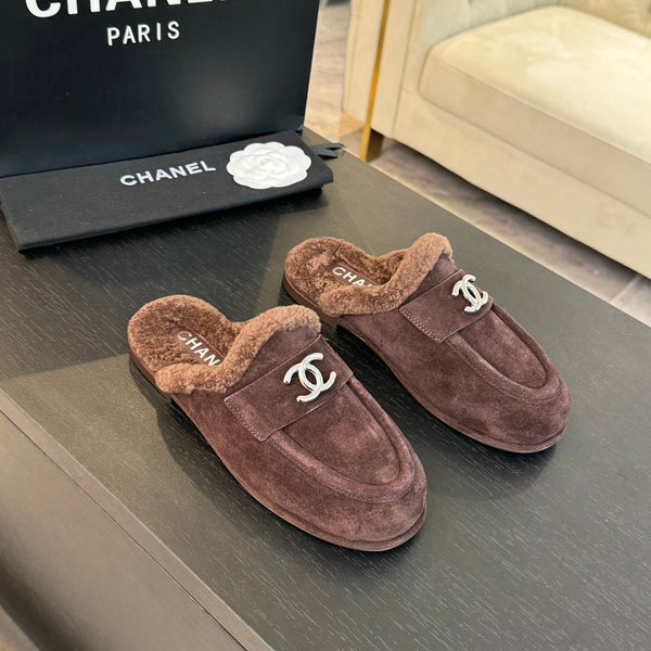 CC Mule Chocolate Suede Lamb Wool