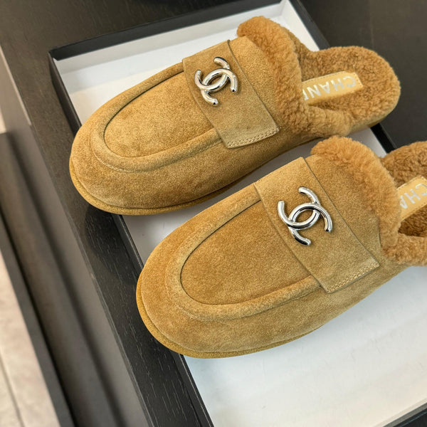 CC Mule Beige Suede Lamb Wool
