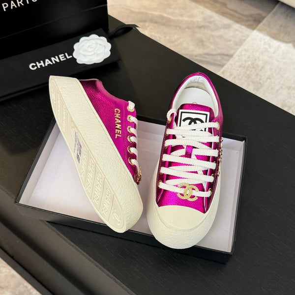 BIG-HEAD COOKIE SHOES IN MAGENTA PURPLE LAMBSKIN