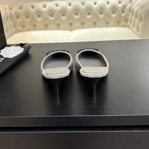 MULE TACCO ALTO 65 MM IN FELTRO GRIGIO TORTORA