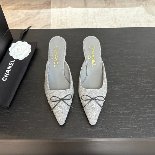 MULE TACCO ALTO 65 MM IN FELTRO GRIGIO TORTORA